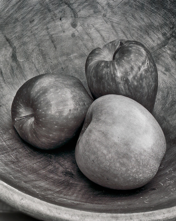 Three Apples in Wooden Bowl